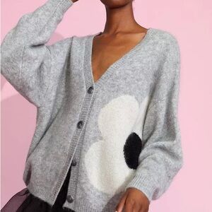 Cynthia Rowley Gray Floral Cardigan Sweater